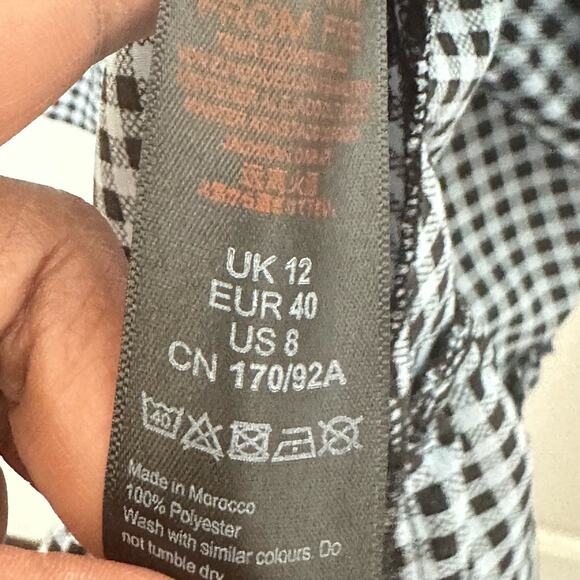 Topshop Blue Gingham Check Ruffled Long Sleeve Mini Dress Size 8 - Picture 4 of 6